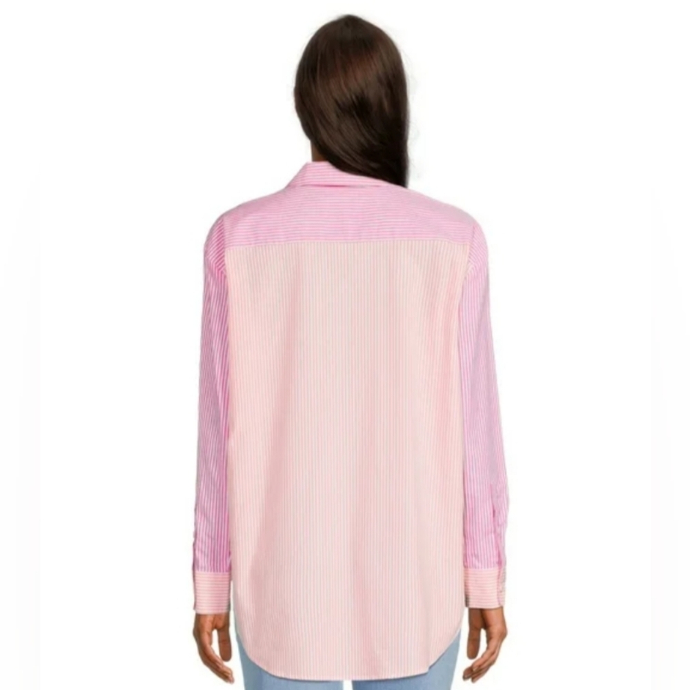 Time & Tru Oversized Button-Down Shirt – XXXL (22) – Pink/White – NWOT - Picture 5 of 10